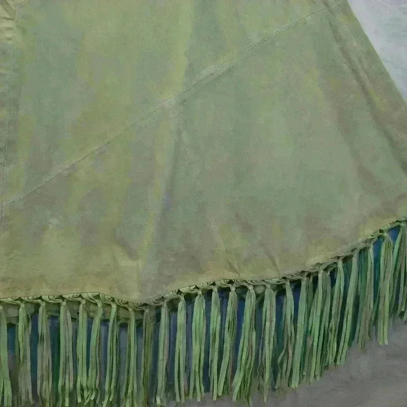 TERRY LEWIS | Boho 100% Leather Suede Fringe Cape Poncho Jacket One Size - Picture 8 of 16